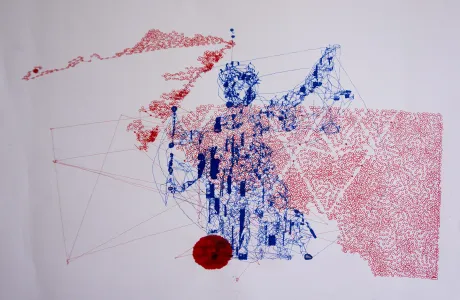 Justitia drawn on paper - modern polar drawing artwork Justitia drawn on paper - modern polar drawing artwork