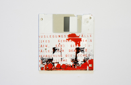 GAU - German for maximum credible accident - silk screened on Floppy disk