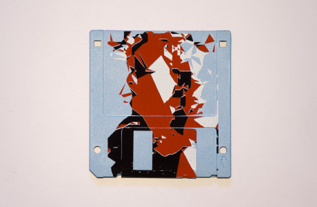 silk screened 3.5" floppy disk - artwork - from The Ladies series