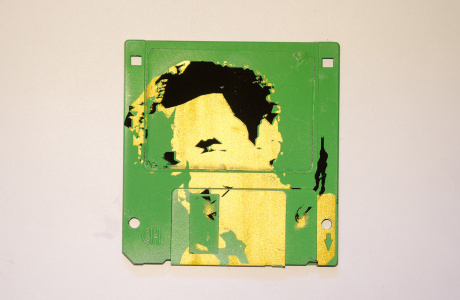 silk screened 3.5" floppy disk - artwork - Andre