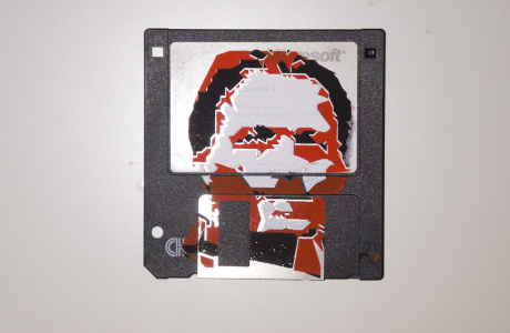 silk screened 3.5" floppy disk - artwork - Olaf Printmaster Guru 