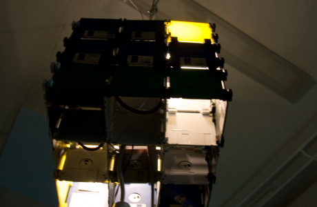 yet another floppy disc cube - 3 x 3 floppy disks - from below