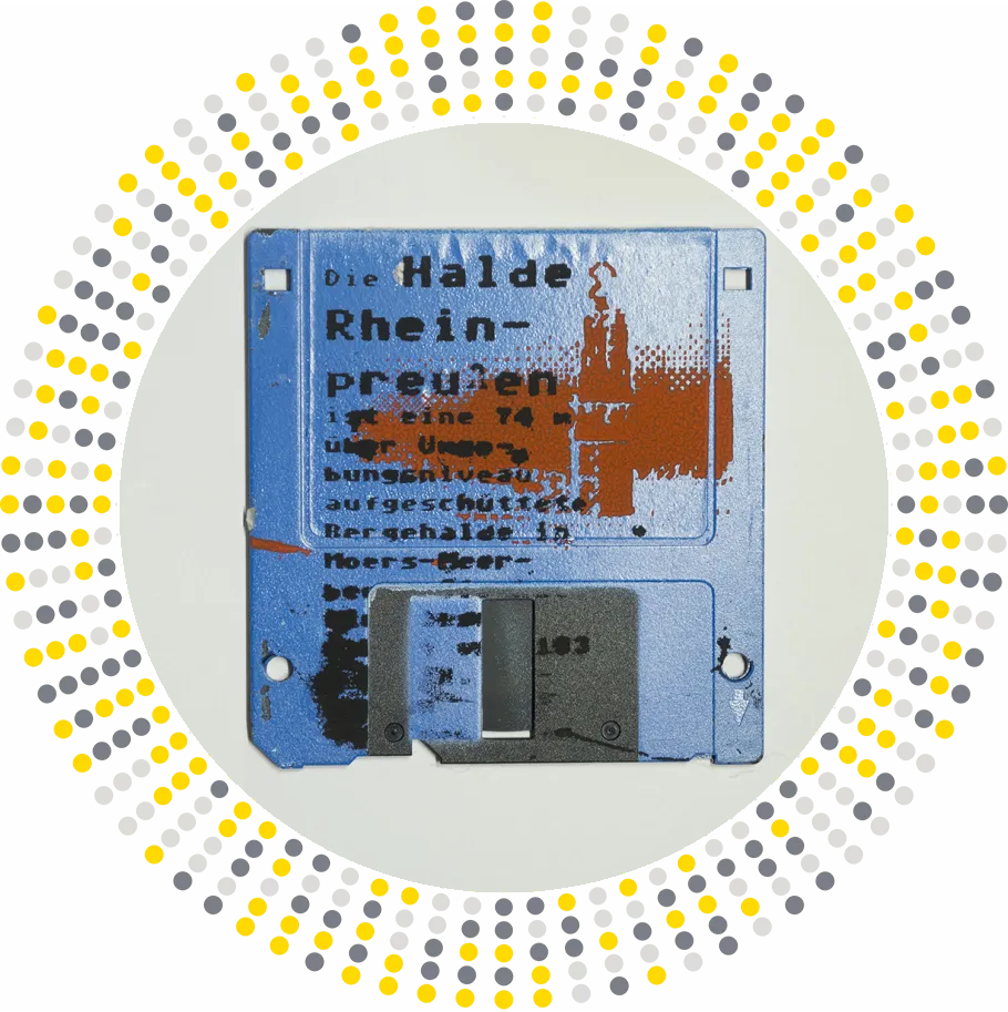 Halde Rheinpreußen silk screened on a floppy disk
