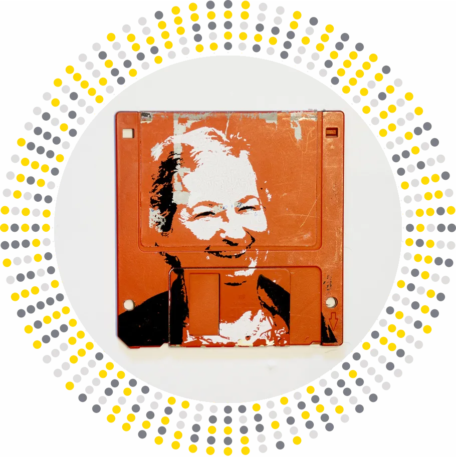 Ma - silk screen portrait on Floppy disk