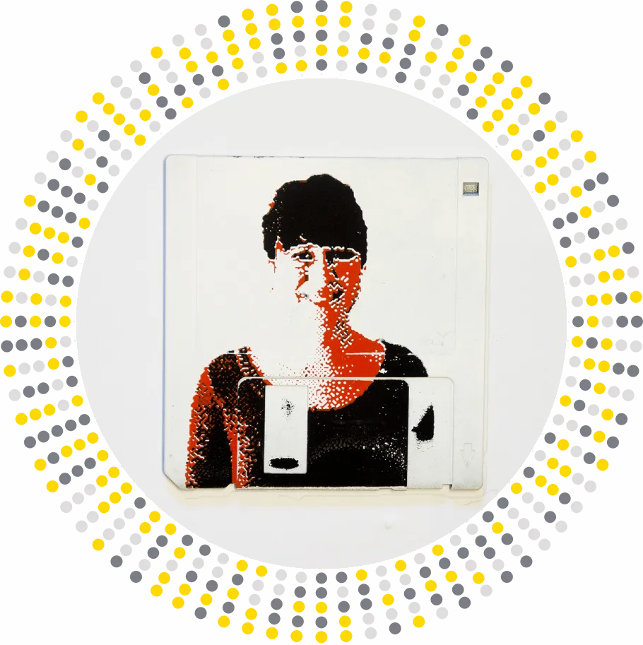 silk screened 3.5" floppy disk - artwork - Steffi