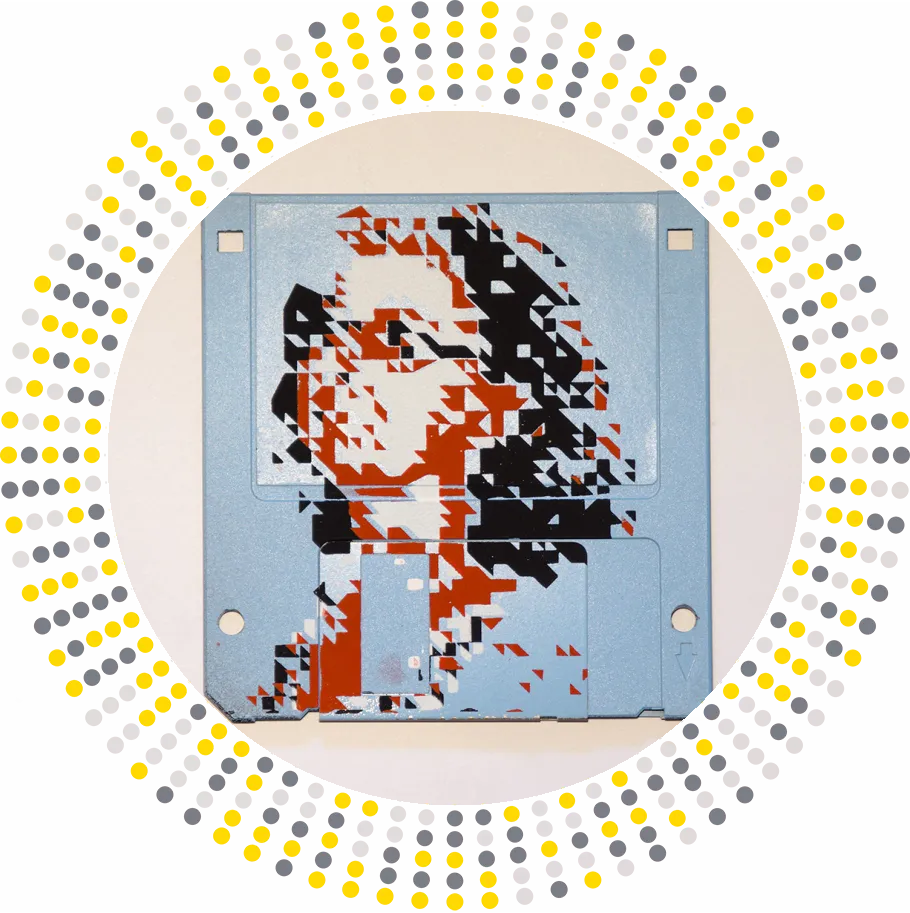 silk screened 3.5" floppy disk - artwork - Ma