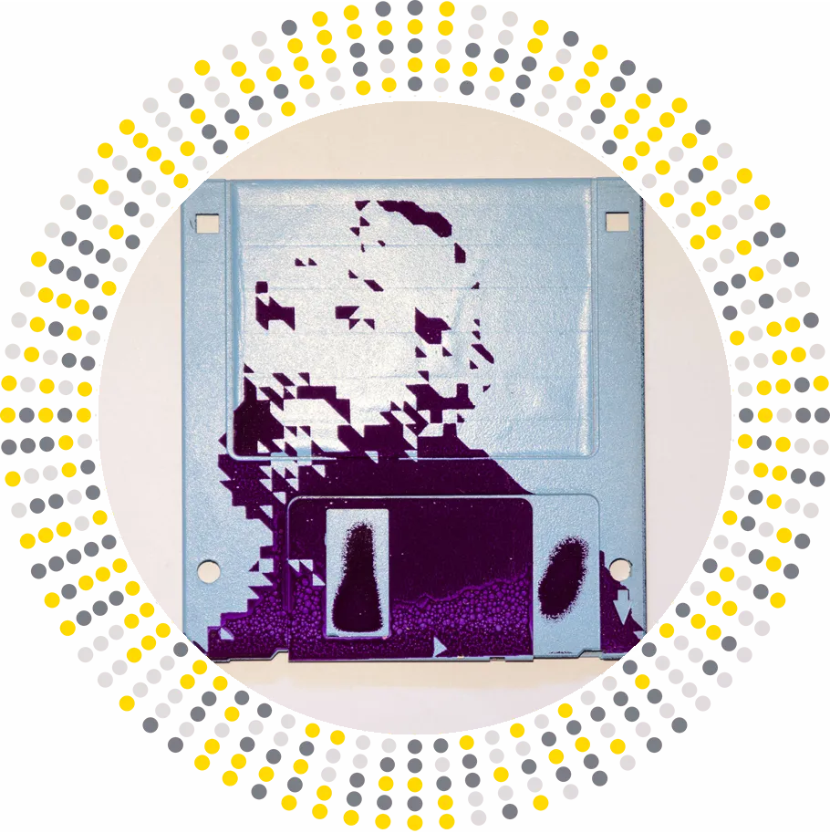silk screened 3.5" floppy disk - artwork - Peter 