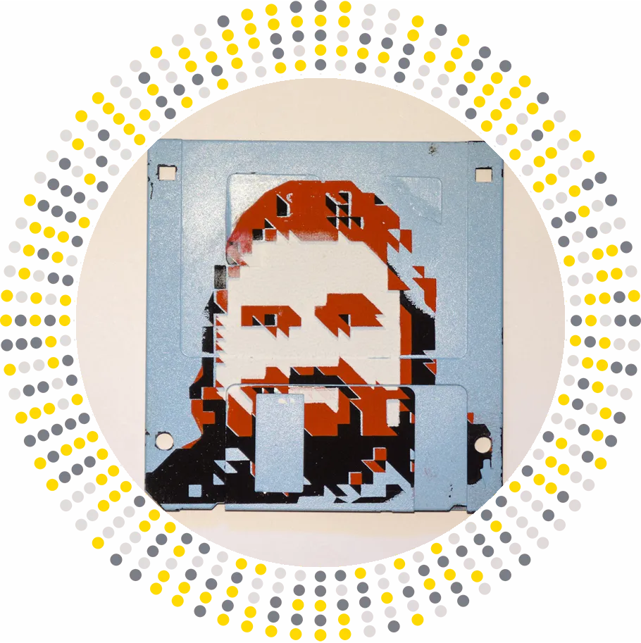 silk screened 3.5" floppy disk - artwork - Pekka I