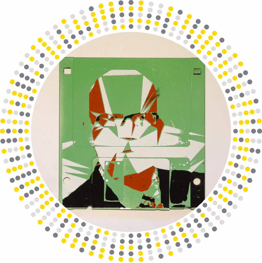silk screened 3.5" floppy disk - artwork - Klaus II