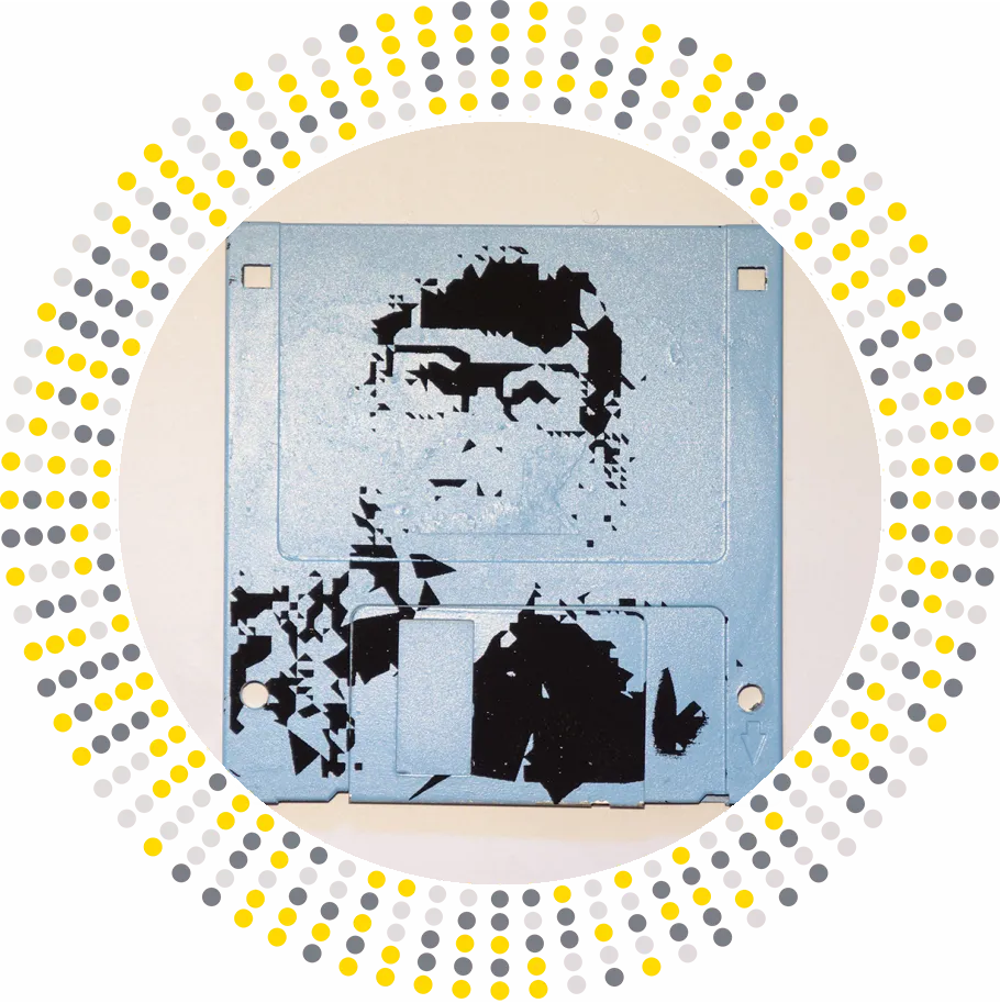silk screened 3.5" floppy disk - artwork - Wunschgestöber Julia