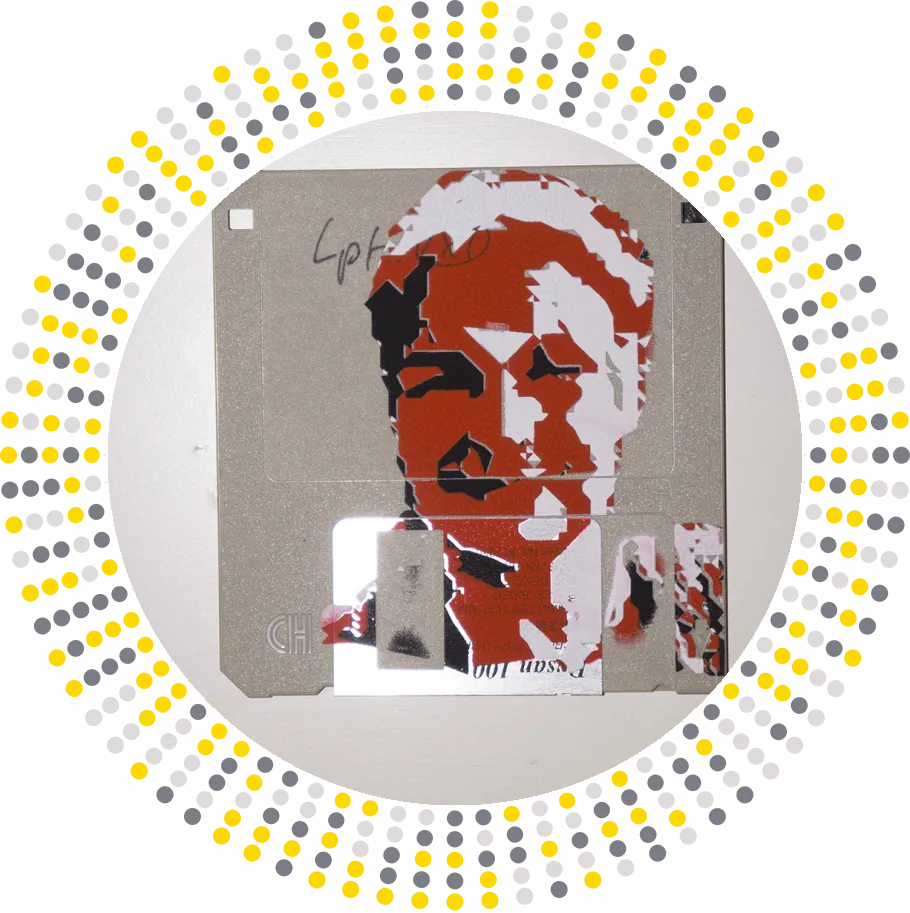 silk screened 3.5" floppy disk - artwork - Nina