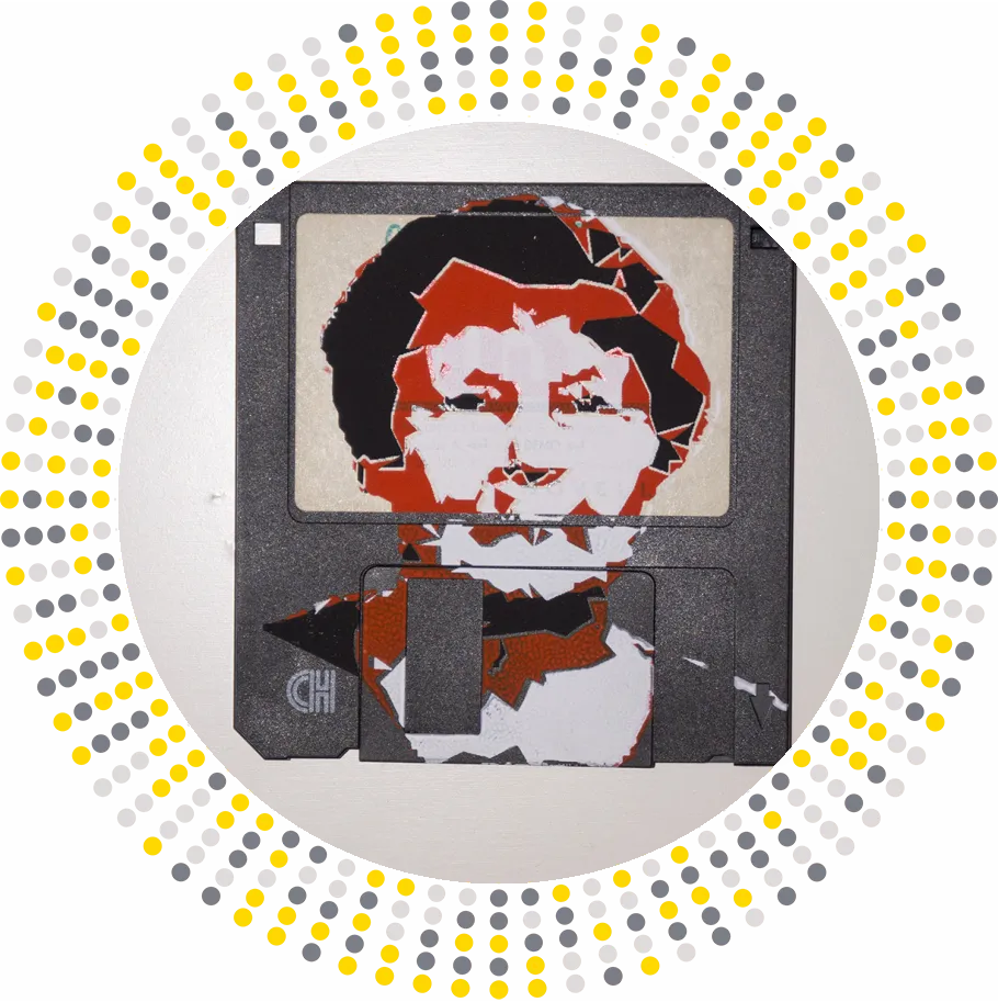 silk screened 3.5" floppy disk - artwork - Sirpa