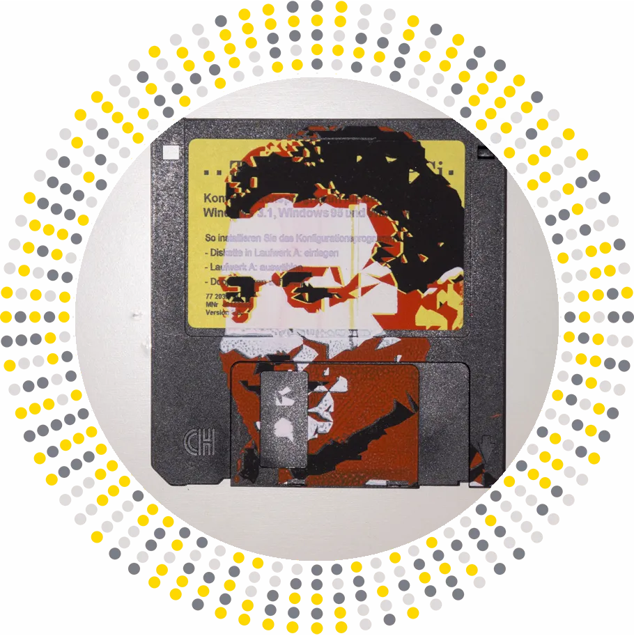 silk screened 3.5" floppy disk - artwork - TH Culhane, National Geographics explorer,#biogas Guru.