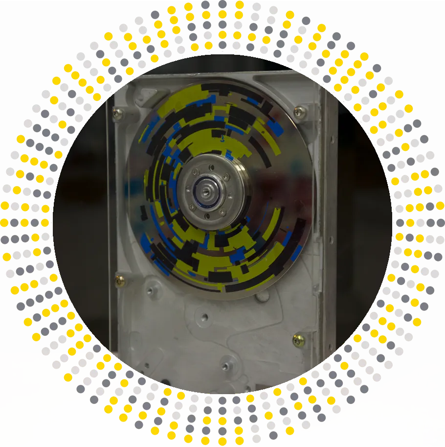 Circle III - silk screen on a 3.5" hard drive plate Circle III - silk screen on a 3.5" hard drive plate