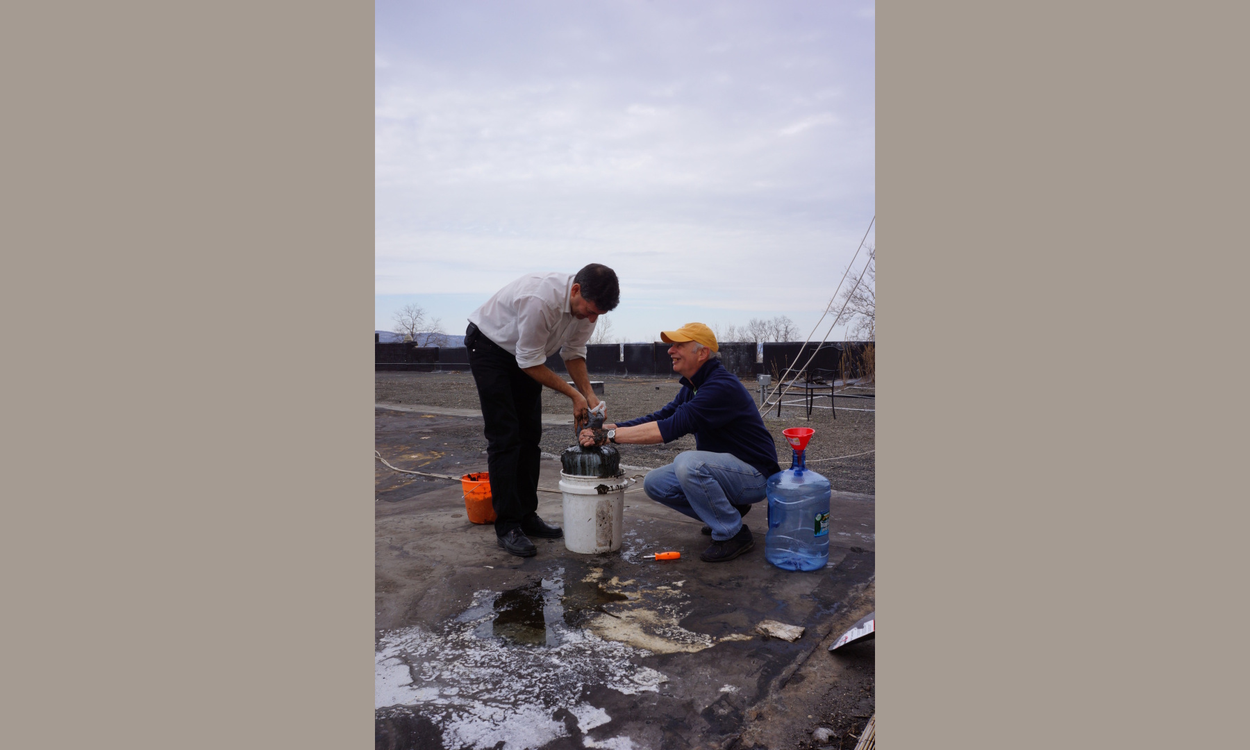 Preping the biogas system with duck shit