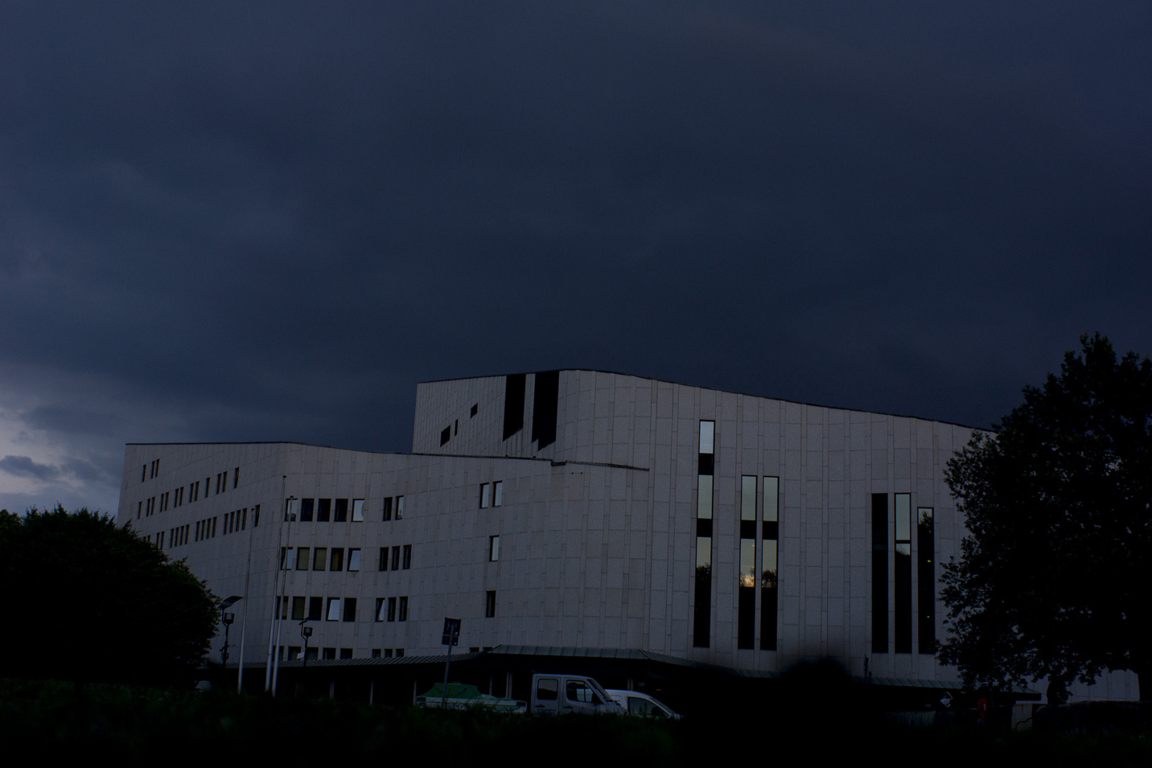 The famous Aalto Theater in Essen, Germany, during a shower The famous Aalto Theater in Essen, Germany, during a shower