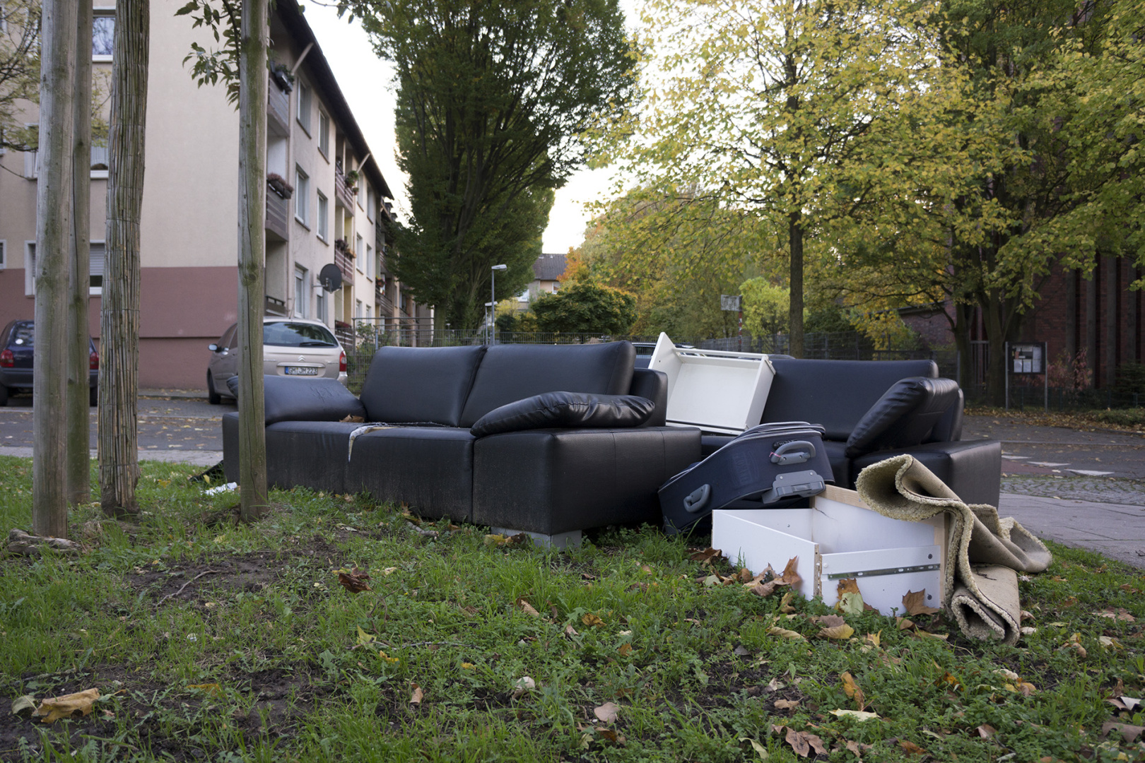 Furniture and crap thrown away on the street at Essen Südviertel Furniture and crap thrown away on the street at Essen Südviertel