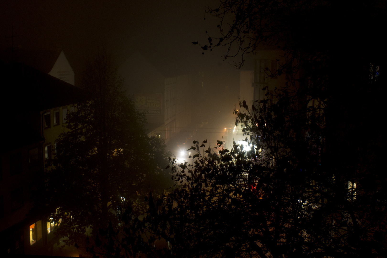 View onto the Steeler Straße on a very foggy night View onto the Steeler Straße on a very foggy night