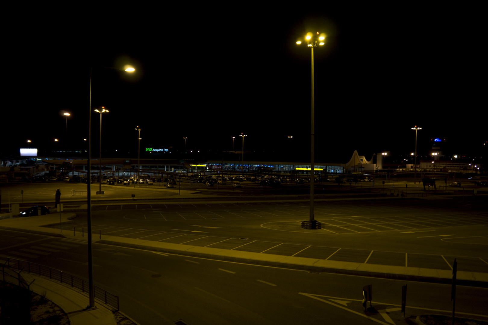 The outside of the airport Faro at night The outside of the airport Faro at night