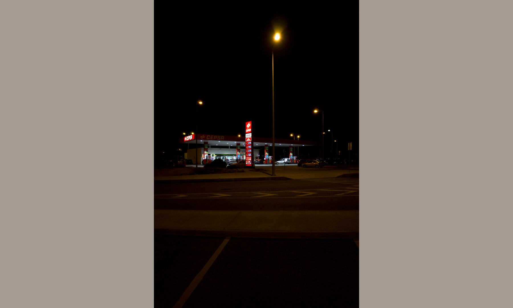 A gas station at night opposite to the airport faro, Portugal A gas station at night opposite to the airport faro, Portugal