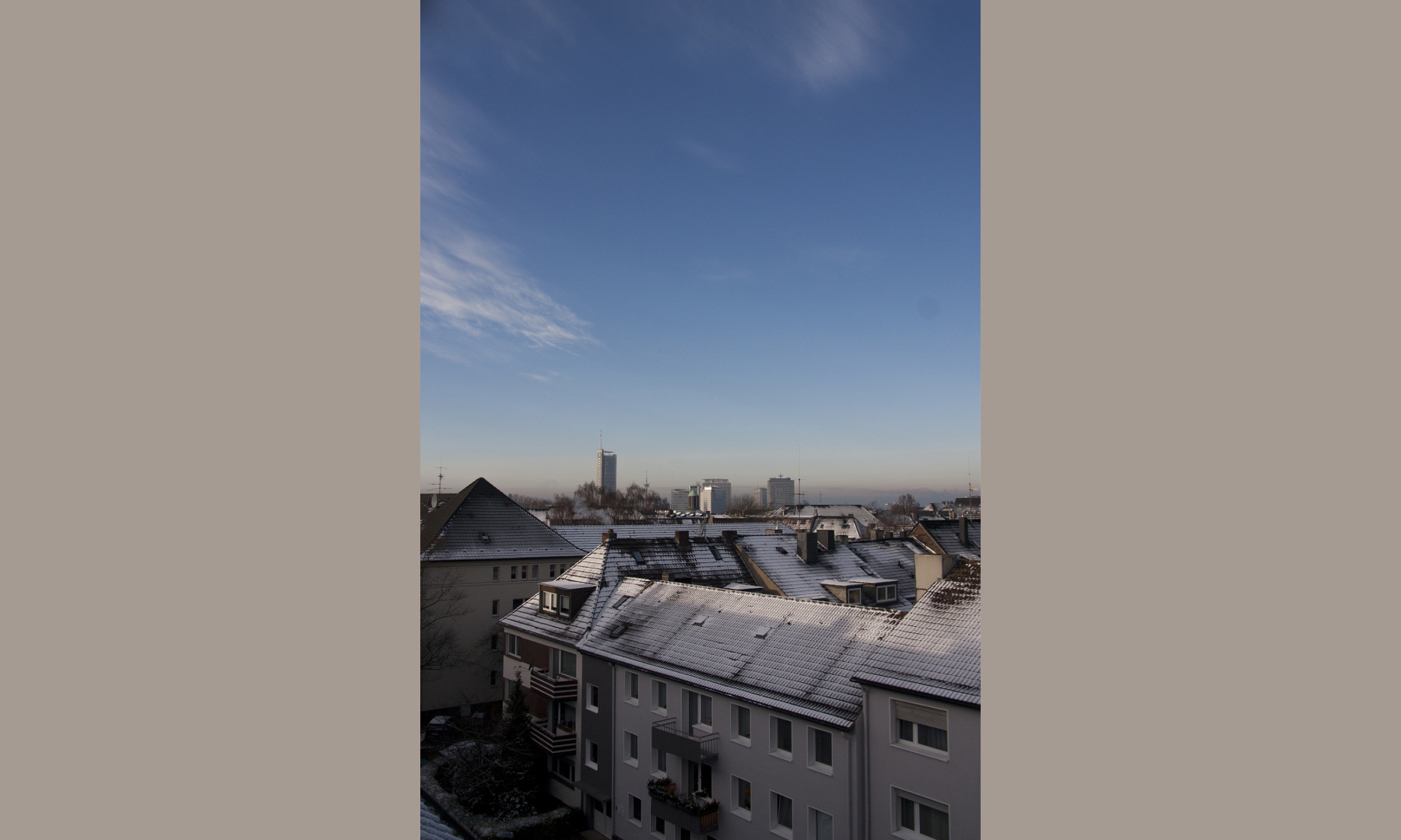 Winter in Essen, Germany. RWE Tower in the back Winter in Essen, Germany. RWE Tower in the back