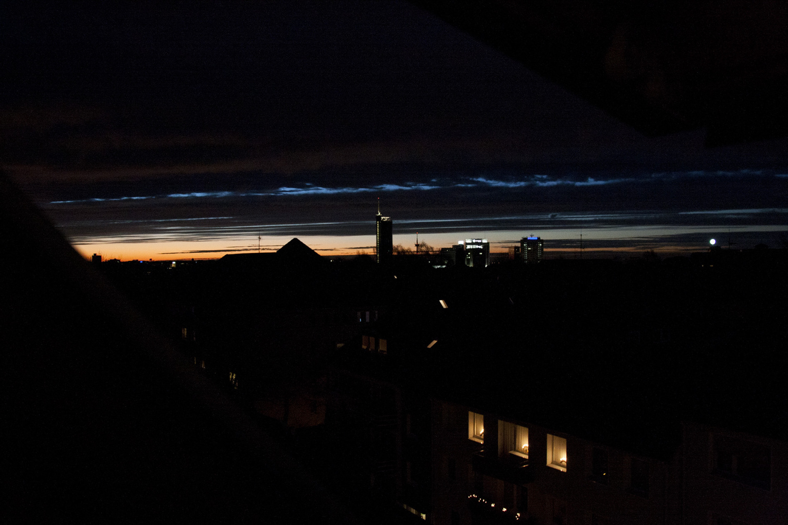 Sundown in Essen showing RWE Tower, Evonic Sundown in Essen showing RWE Tower, Evonic