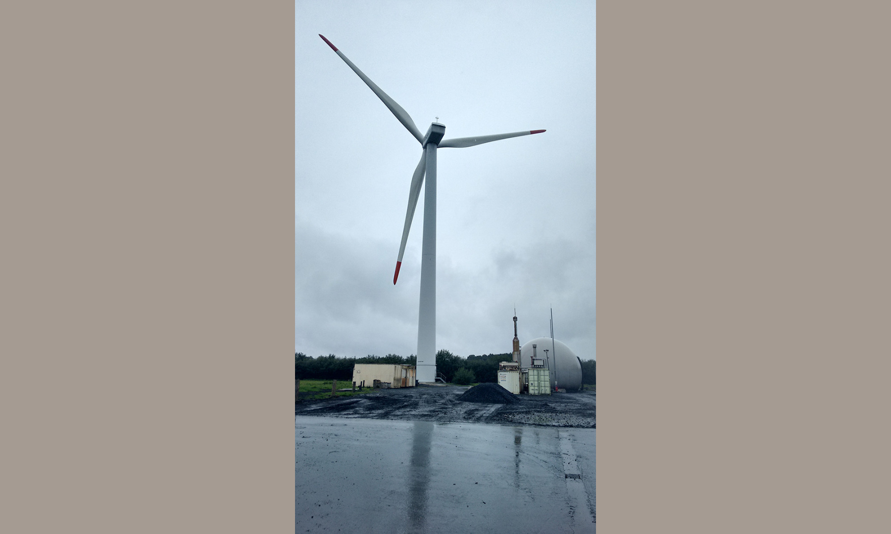 A wind turbine at a biogas plant A wind turbine at a biogas plant