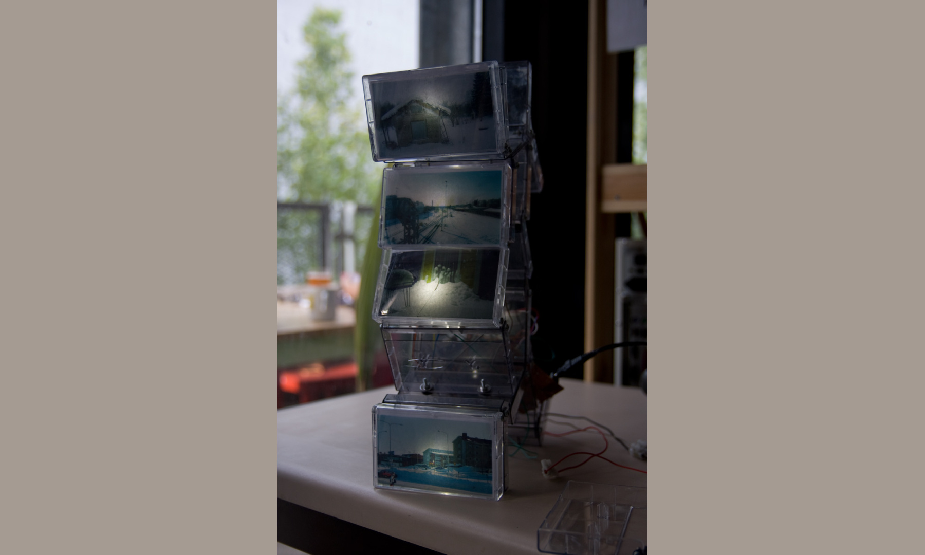 Do you remember snow - music cassette cases sculpture by Dominik Jais Do you remember snow - music cassette cases sculpture by Dominik Jais