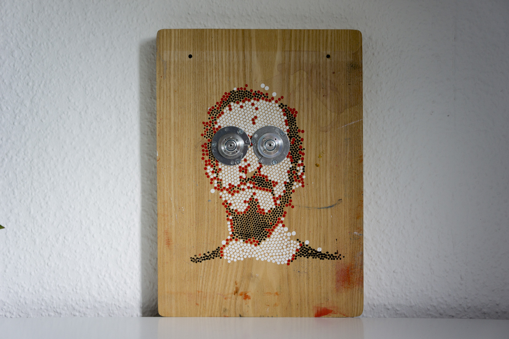 my face II inspired by batous eyes - modern artwork on easel