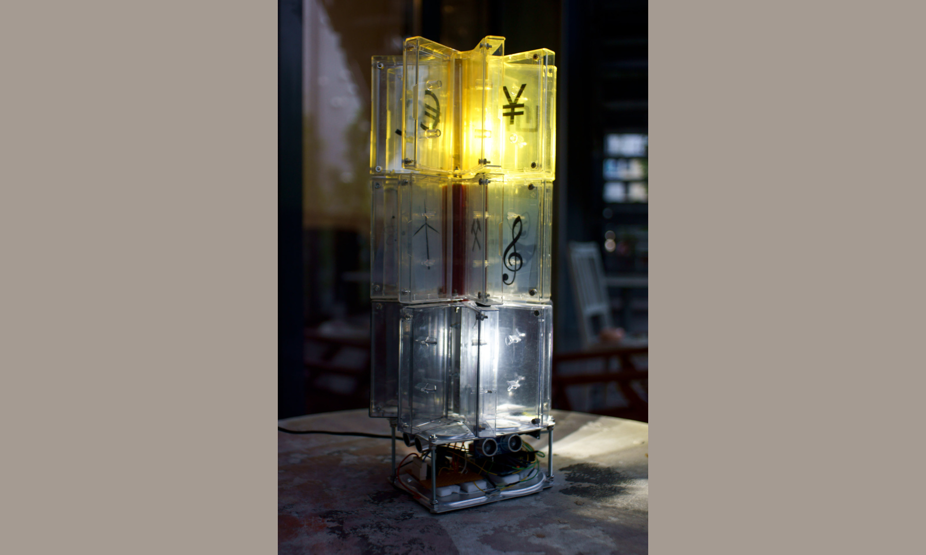 old mc cases made a lamp - interactive installation old mc cases made a lamp - interactive installation