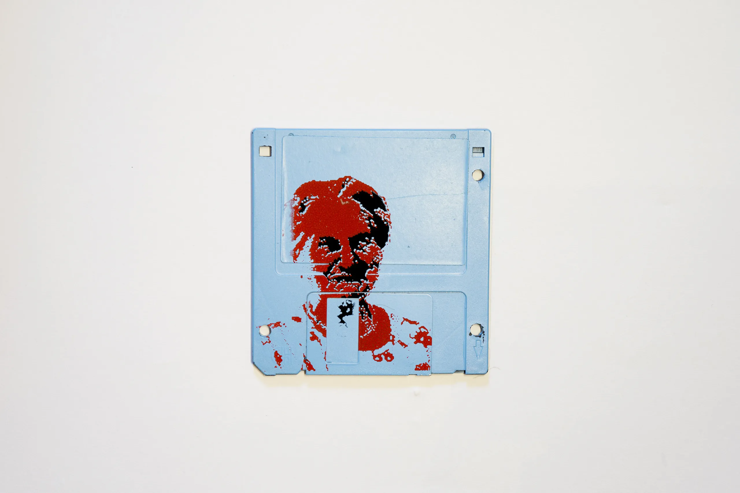 Frieda - silk screen portrait on Floppy disk