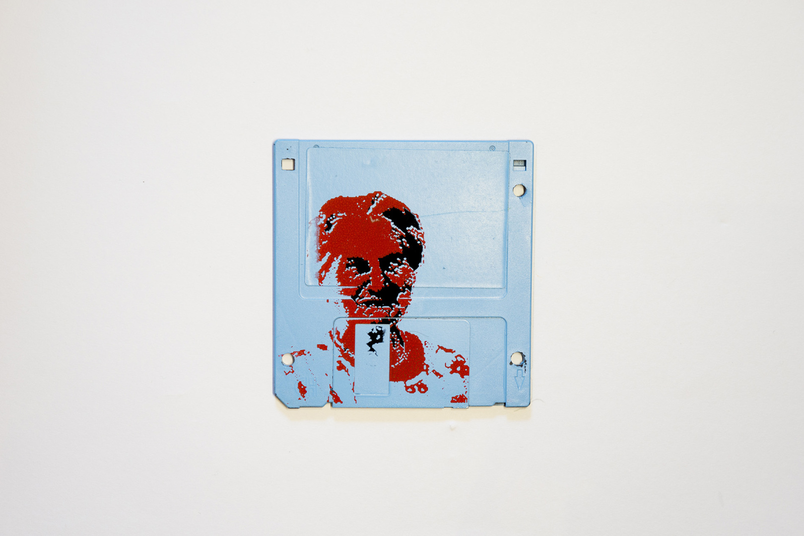 Frieda - silk screen portrait on Floppy disk