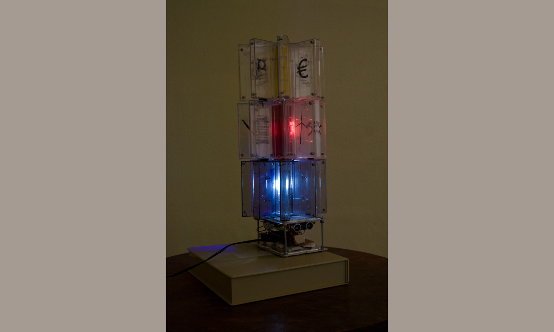 old mc cases made a lamp - interactive installation old mc cases made a lamp - interactive installation