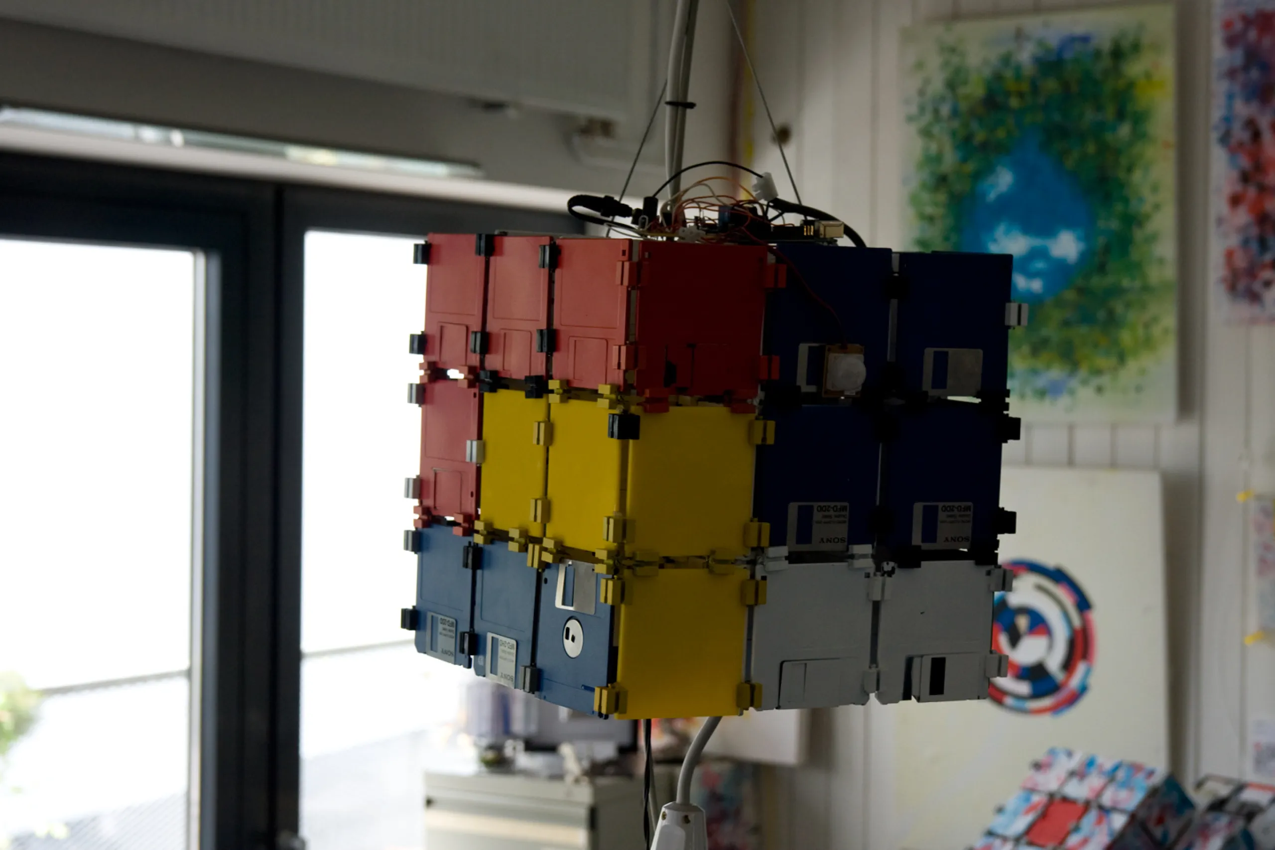 yet another floppy disc cube - 3 x 3 floppy disks - light