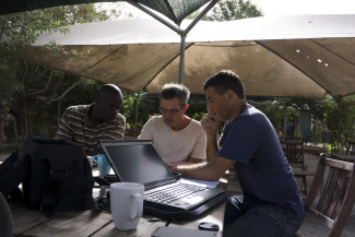 Biogas experts discussing the production of a new biogas storage Biogas experts discussing the production of a new biogas storage