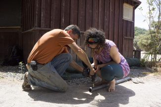 Working on parts for a biogas plant during the biogas experimentation week in Tamera, Portugal Working on parts for a biogas plant during the biogas experimentation week in Tamera, Portugal