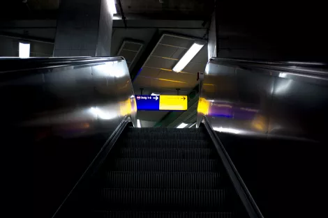 An escalator at one of the subway stations in Essen