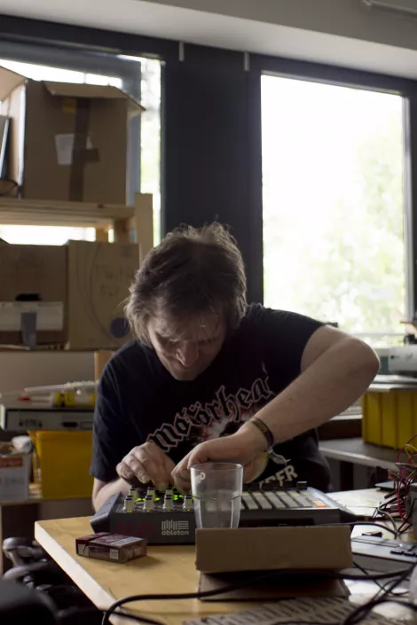 The techno producer greeting a new track The techno producer greeting a new track