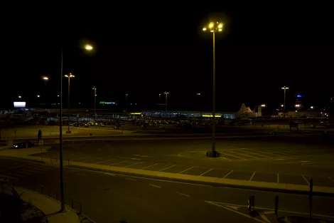 The outside of the airport Faro at night The outside of the airport Faro at night