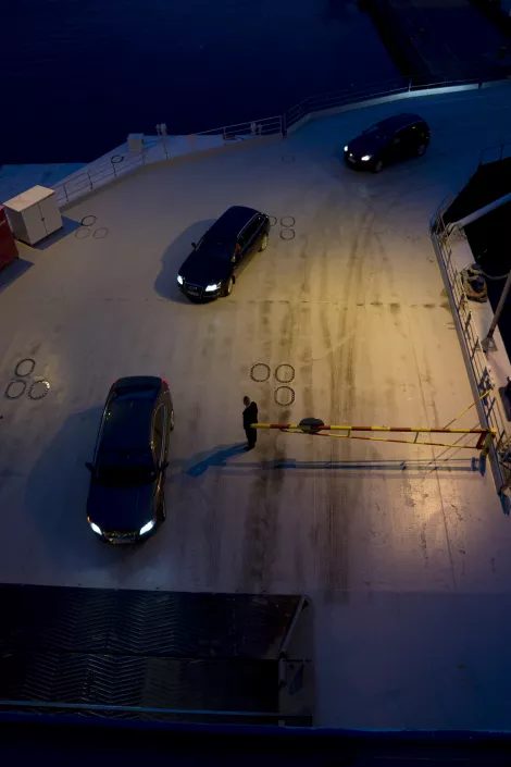 Cars entering the ferry in Maarianhamina