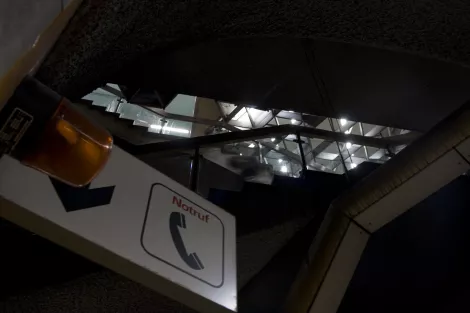 A look upwards at the subway station Berliner Platz prior renovation A look upwards at the subway station Berliner Platz prior renovation