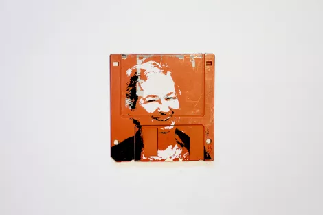 Ma - silk screen portrait on Floppy disk