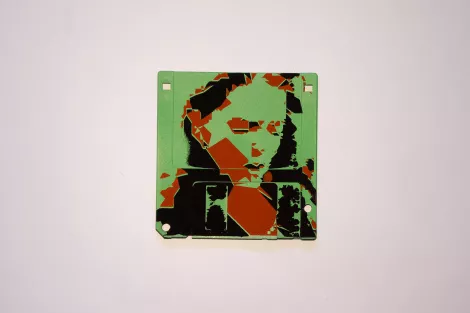 silk screened 3.5" floppy disk - artwork - from The Ladie series