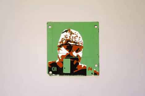 silk screened 3.5" floppy disk - artwork - Pekka II