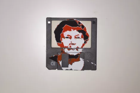 silk screened 3.5" floppy disk - artwork - Sirpa