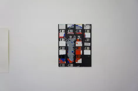 Dominik Jais self portrait - Silk screen on floppy disks - modern art