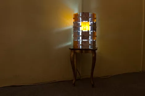 disk light - floppy disk sculpture - by artist dominik jais