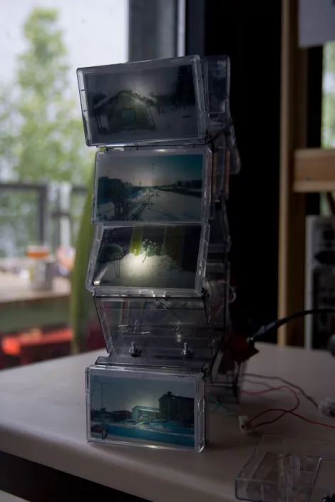 Do you remember snow - music cassette cases sculpture by Dominik Jais Do you remember snow - music cassette cases sculpture by Dominik Jais