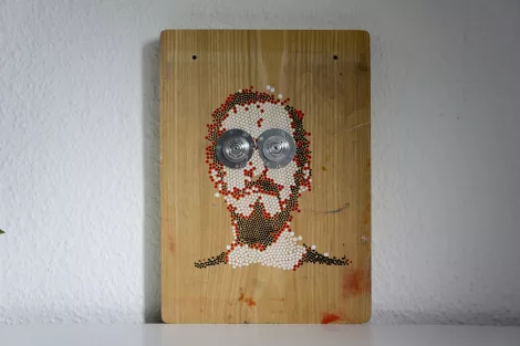 my face II inspired by batous eyes - modern artwork on easel my face II inspired by batous eyes - modern artwork on easel
