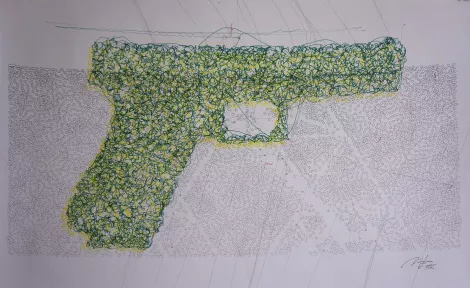 Polar Drawing of a glock - modern artwork